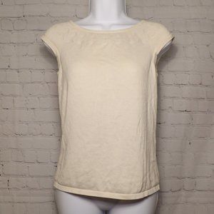 Isaac Mizrahi - White, Silk, Jewel Neck Shirt